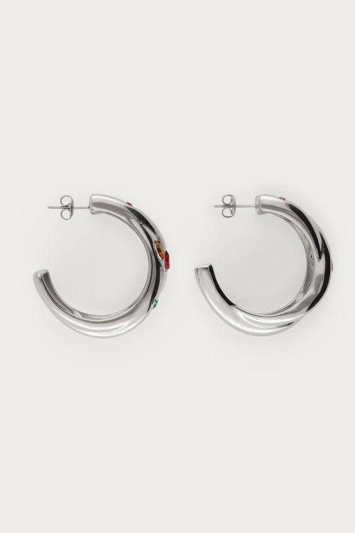 Midnight double hoop earrings with coloured rhinestones | My Jewellery