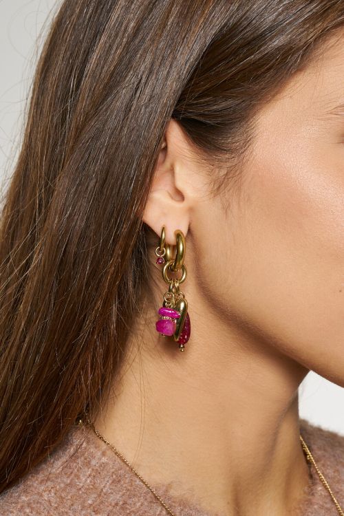 Minimalist hoop earrings with red rhinestone | My Jewellery