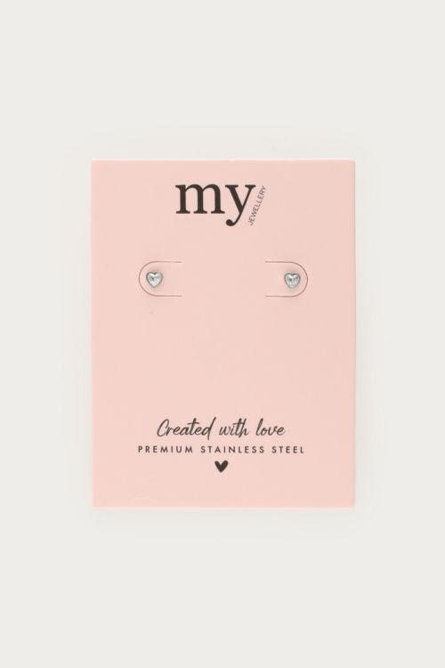Studs with transparent rhinestone heart | My Jewellery