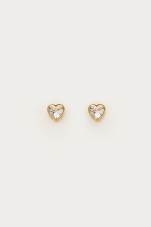 Studs with transparent rhinestone heart | My Jewellery