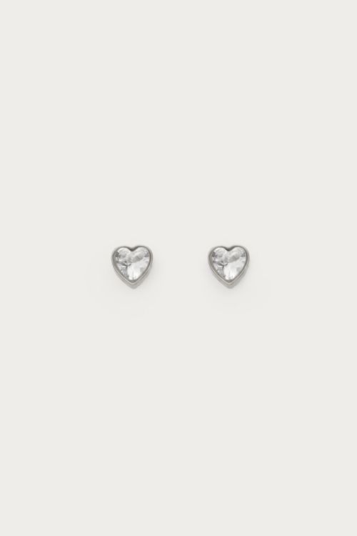 Studs with transparent rhinestone heart | My Jewellery