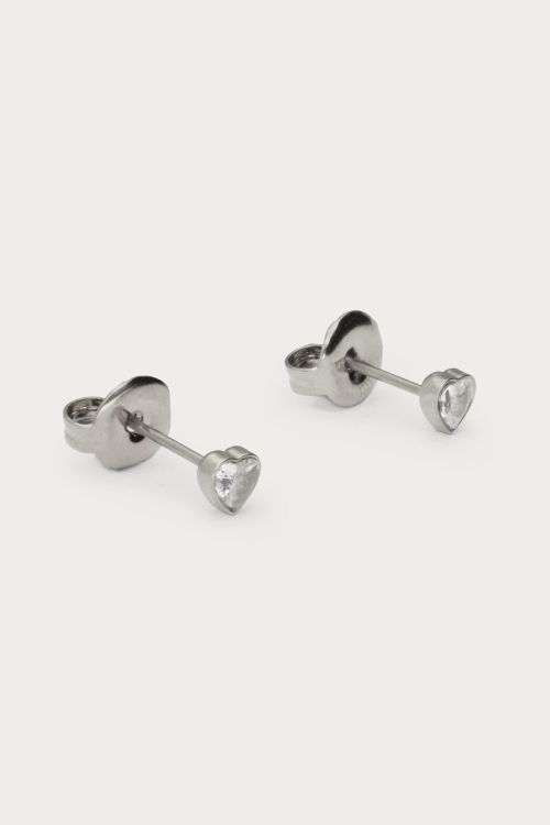 Studs with transparent rhinestone heart | My Jewellery