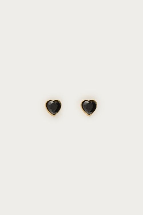 Studs with black rhinestone heart | My Jewellery