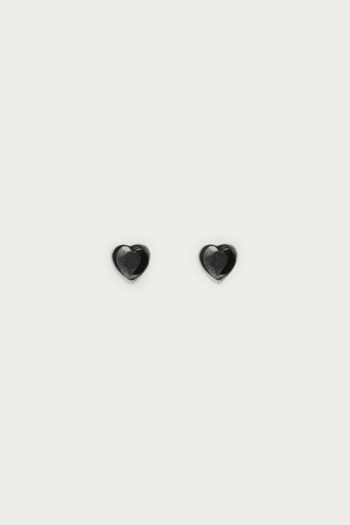 Studs with black rhinestone heart | My Jewellery
