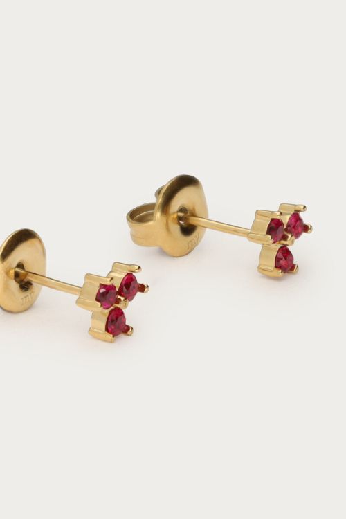 Studs with pink triple rhinestones | My Jewellery