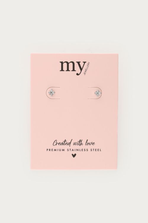 Studs clover with transparent rhinestones | My Jewellery