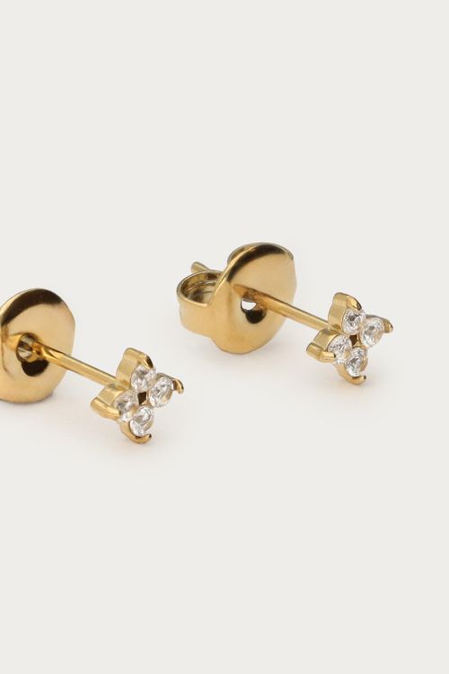 Studs clover with transparent rhinestones | My Jewellery