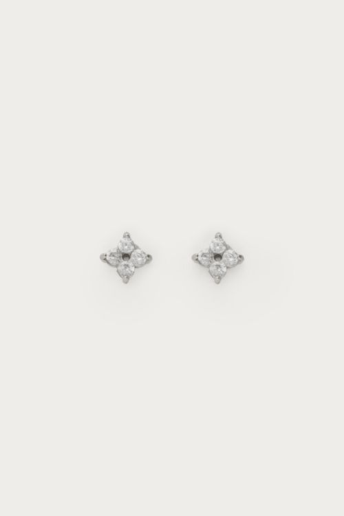 Studs clover with transparent rhinestones | My Jewellery