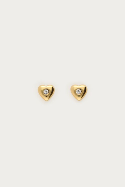 Studs with heart and rhinestone | My Jewellery