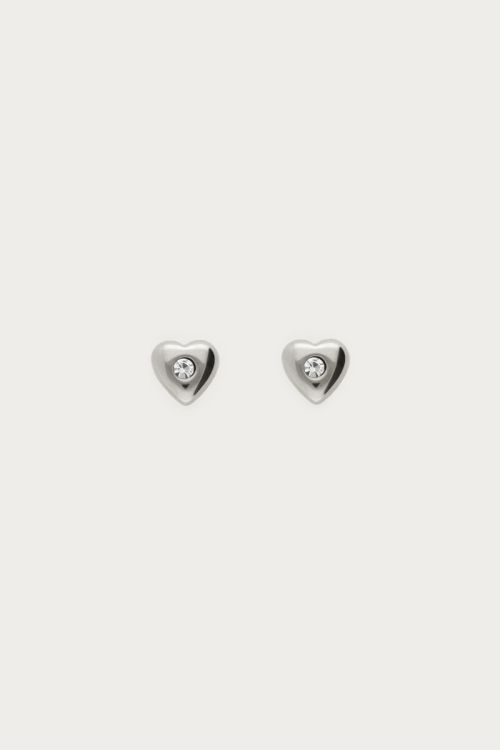 Studs with heart and rhinestone | My Jewellery