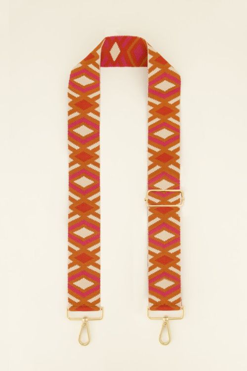Multicoloured bag strap with aztec print | My Jewellery