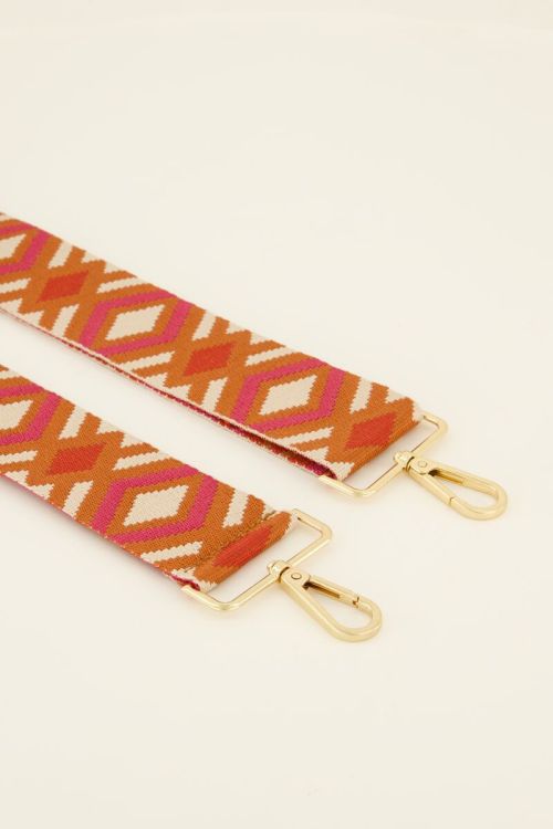 Multicoloured bag strap with aztec print | My Jewellery