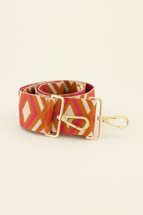 Multicoloured bag strap with aztec print | My Jewellery