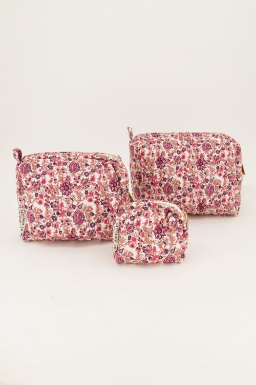 Multikleur bloemenprint toilettas set 