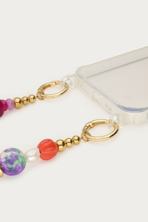 Multicoloured phone cord with beads | My Jewellery