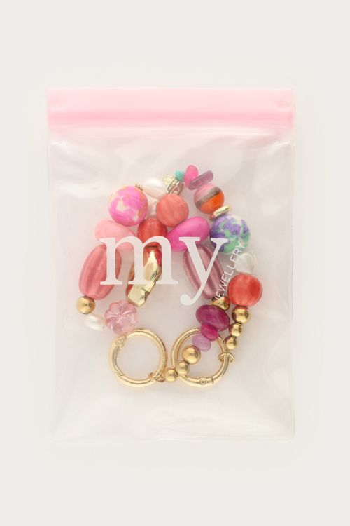 Multicoloured phone cord with beads | My Jewellery