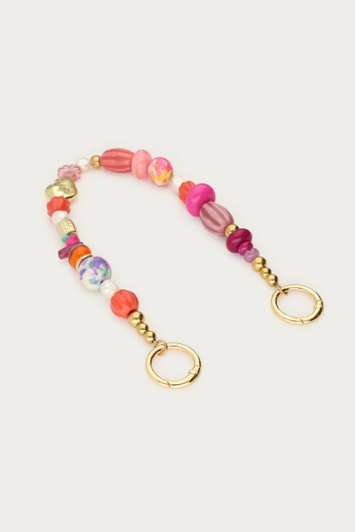 Multicoloured phone cord with beads | My Jewellery
