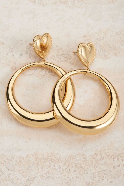 Ronde statement oorbellen met hart | My Jewellery