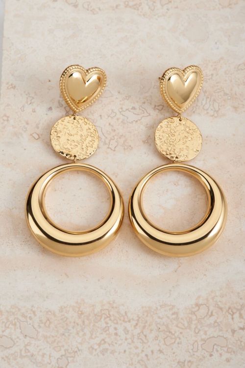 Dubbele ronde statement oorbellen met hart | My Jewellery