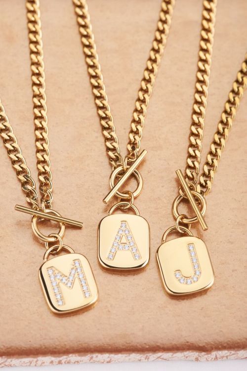 Schakelketting met zirkonia initial | My Jewellery