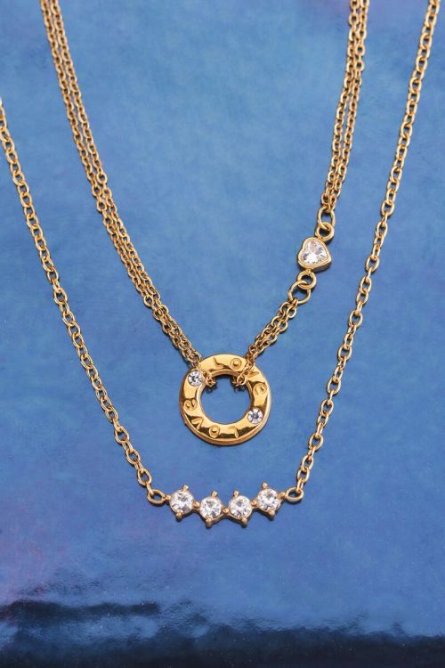 Ketting met ronde bedel & strass hartje | My Jewellery