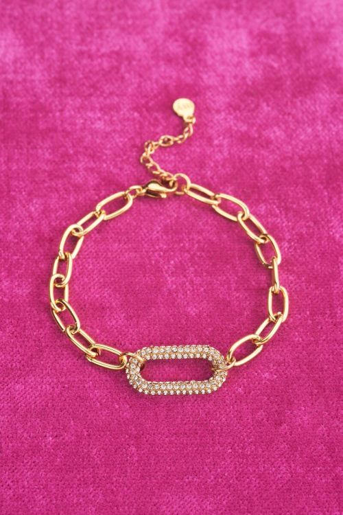 Schakelarmband met strass bedel | My Jewellery