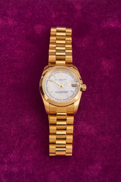 Horloge met schakelband & witte wijzerplaat | My Jewellery