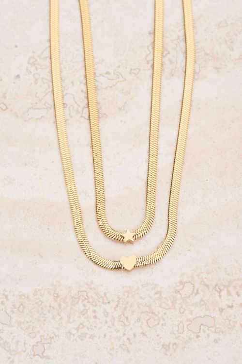 Ketting met platte schakel & hart | My Jewellery