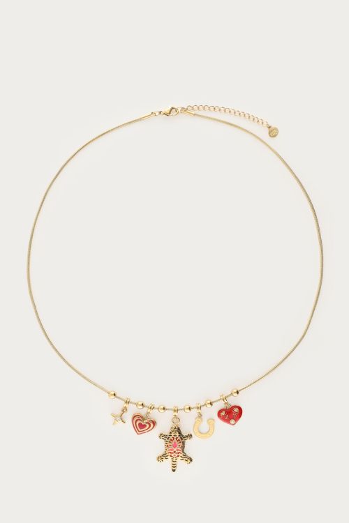 Mystic charm necklace with leopard