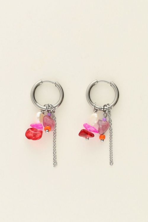 Mystic oorbellen met gekleurde steentjes en parel | My Jewellery