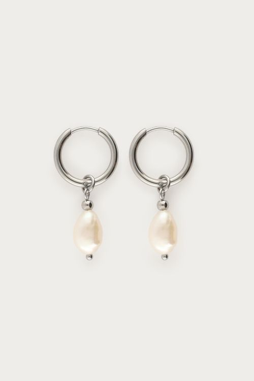 Mystic hoop earrings with freshwater pearl | My Jewellery