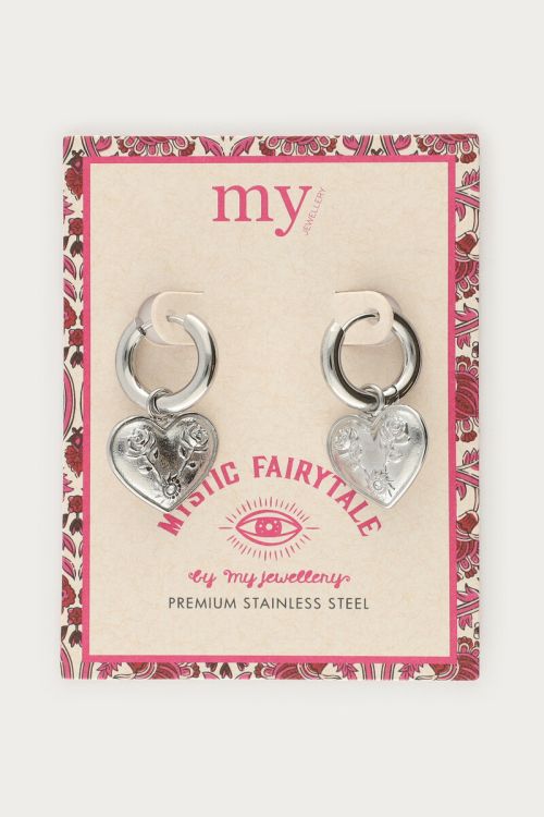 Mystic hoop earrings with heart and rose | My Jewellery