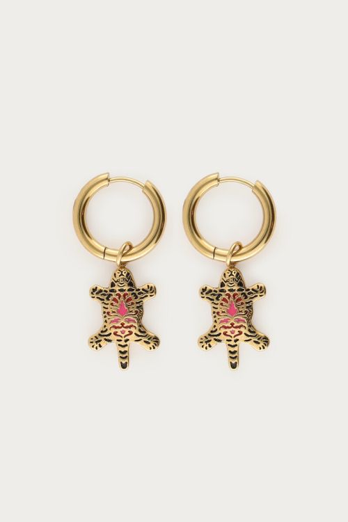 Mystic hoop earrings with leopard