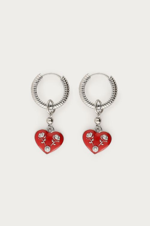 Mystic hoop earrings with red heart | My Jewellery