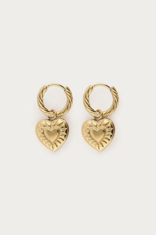 Mystic hoop earrings with striped heart