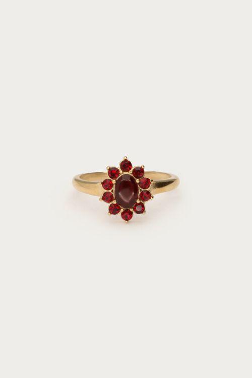 Mystic vintage ring met rode stenen