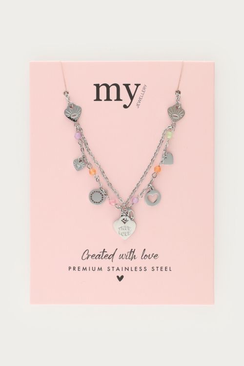Necklace charms with hearts & pastel beads | My Jewellery