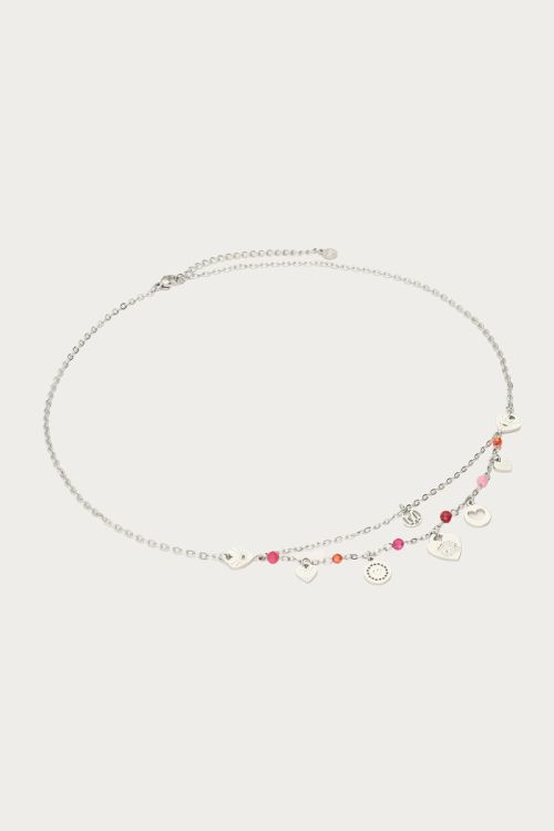 Necklace charms with hearts, red & pink beads | My Jewellery