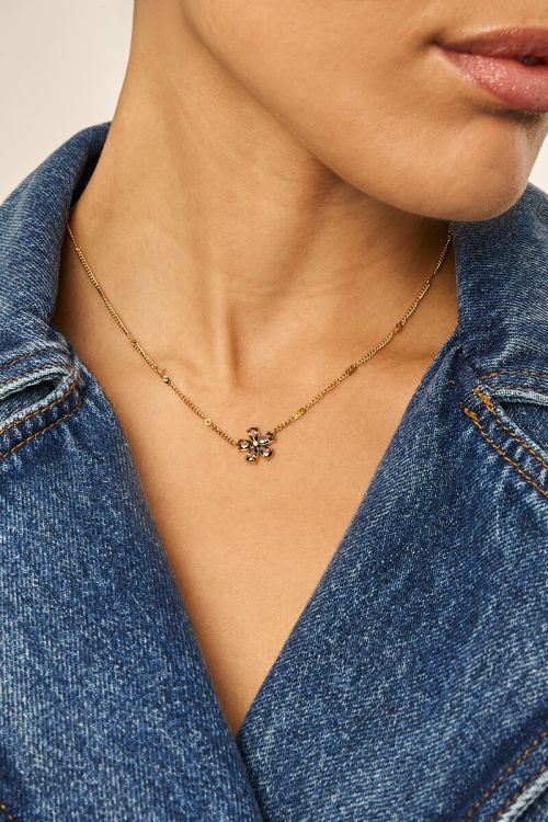 Necklace with brown rhinestone flower | My Jewellery