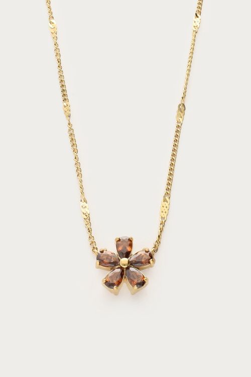 Necklace with brown rhinestone flower | My Jewellery