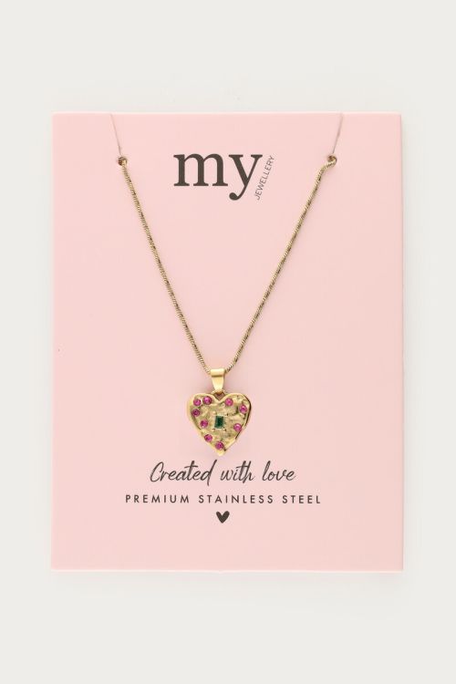 Necklace with heart and pink rhinestones | My Jewellery