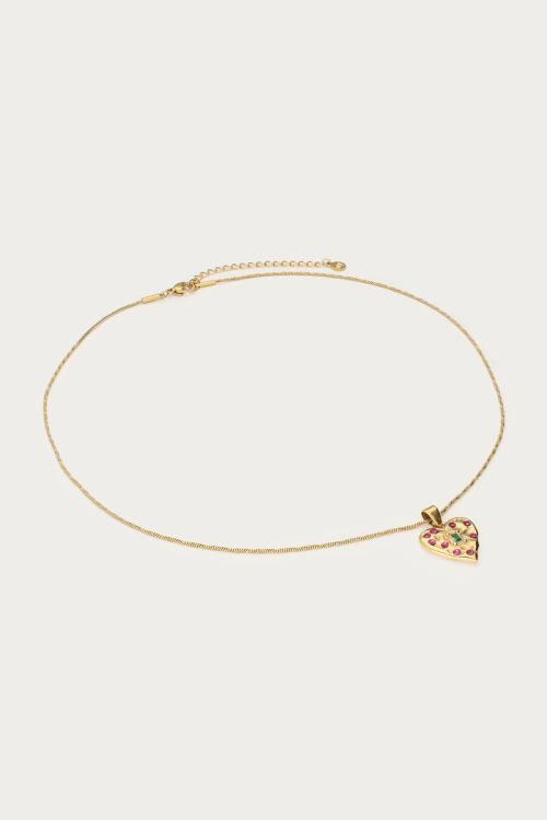 Necklace with heart and pink rhinestones | My Jewellery