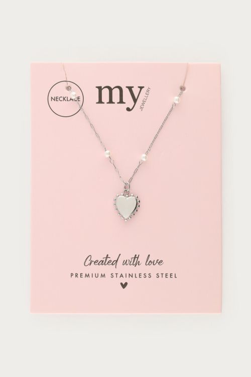 Necklace with heart charm & faux pearls | My Jewellery