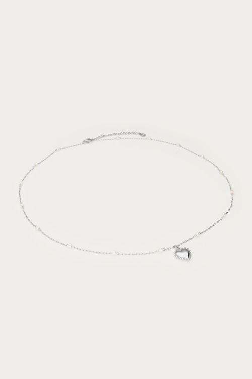 Necklace with heart charm & faux pearls | My Jewellery