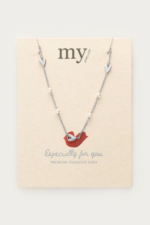 Necklace with hearts and faux pearls | My Jewellery