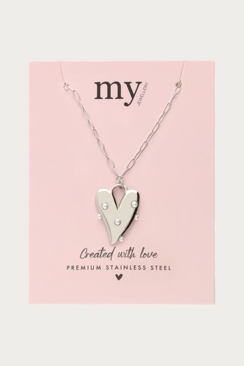 Necklace with large heart and faux pearls | My Jewellery