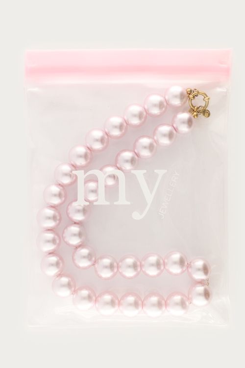 Necklace with light pink glass pearls | My Jewellery