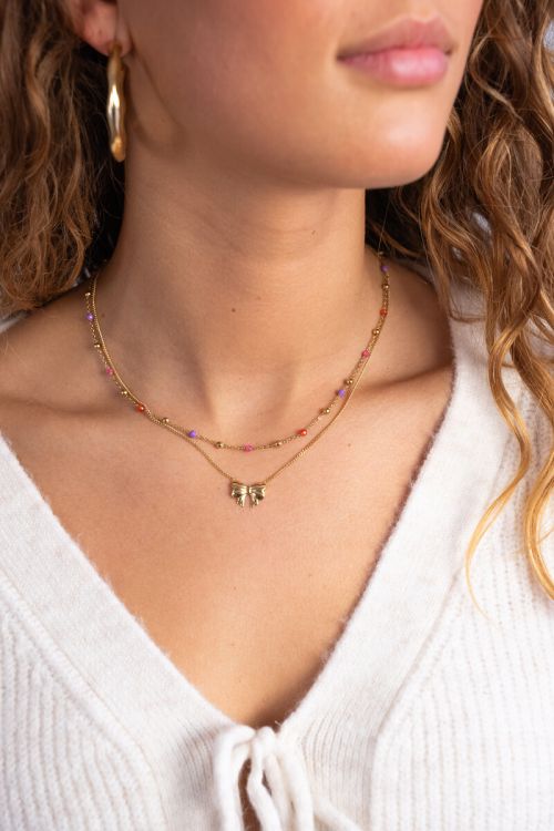 Necklace with pink and purple beads | My Jewellery