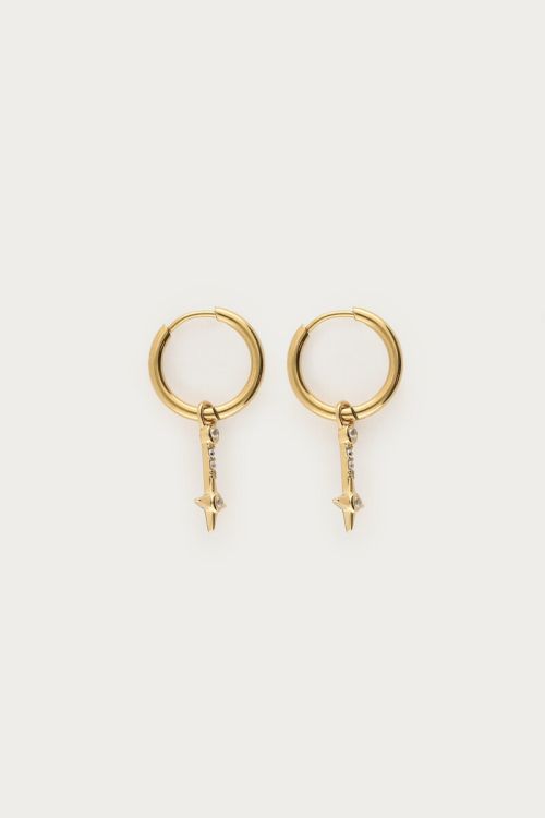 Nomads minimalistische Creolen mit Stern und Strass