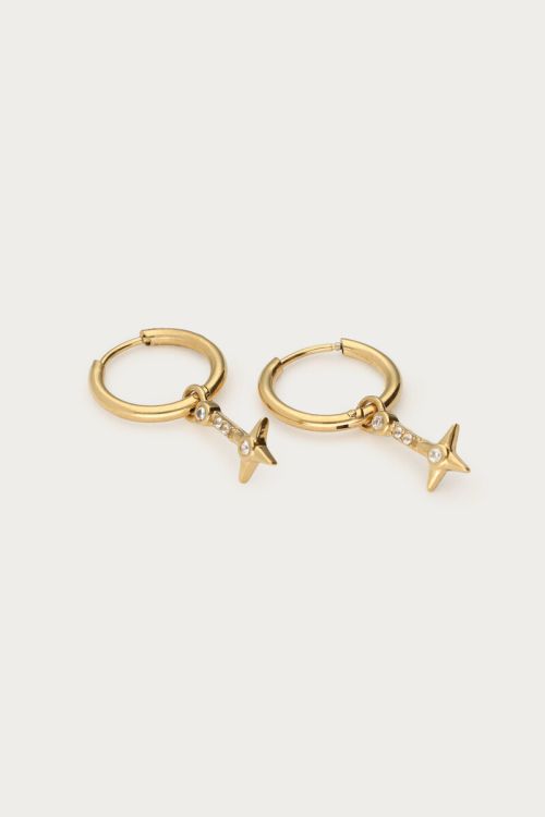 Nomads minimalist hoop earrings with star & rhinestones | My Jewellery